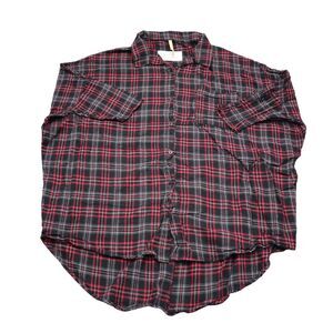 Primi Shirt Womens S Red Plaid Button Up Pocket Quarter Sleeve Collared Top